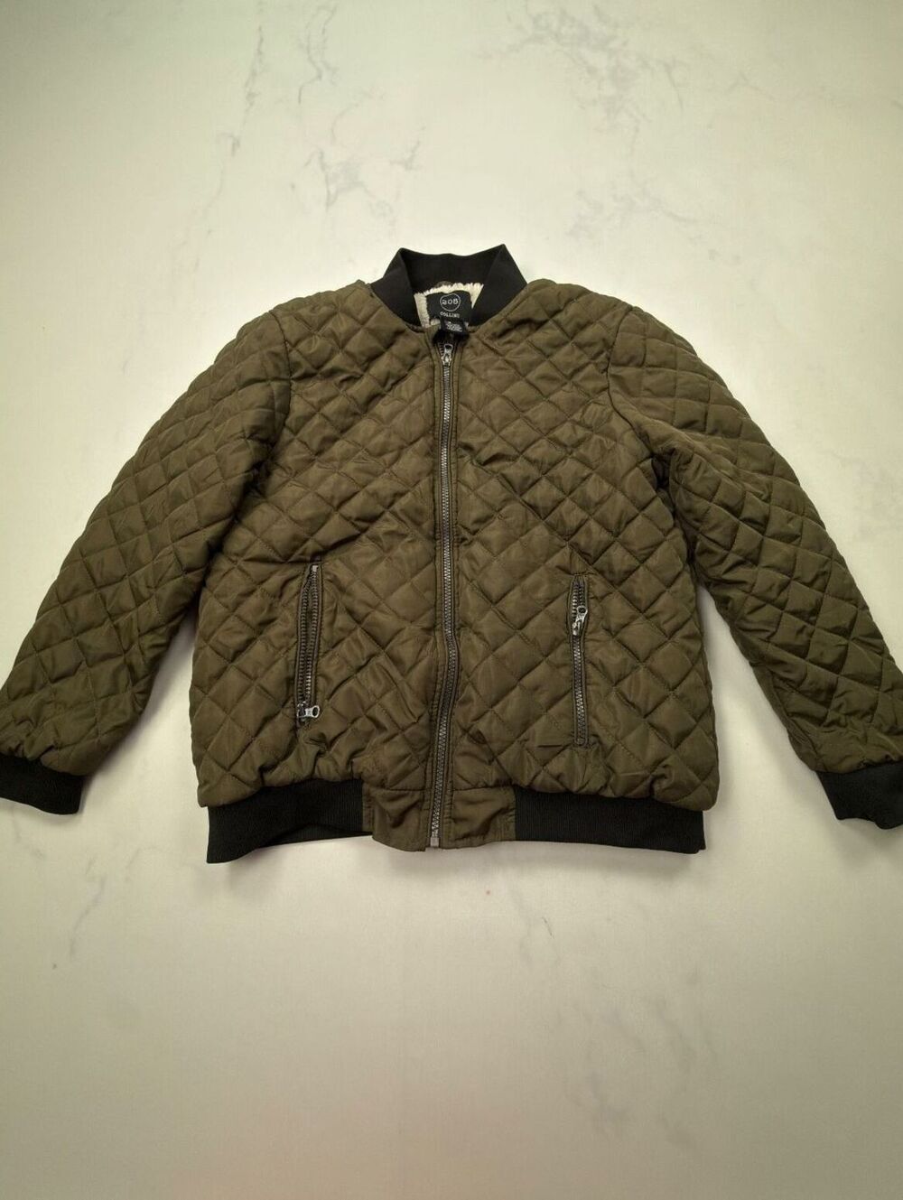 205 Collins Quilted Jacket Olive 2010s Minimalist Military Inspired - Boys 16